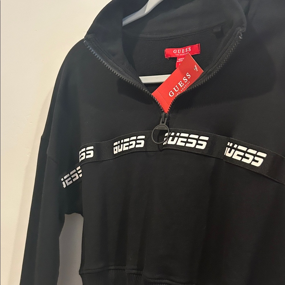 Guess Black Logo Half-Zip Pullover